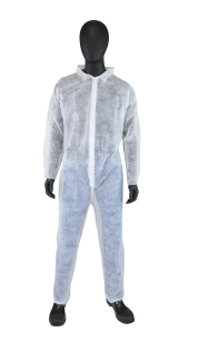 Coverall SBPP Zip Front Collar Elastic Wrist & Ankle White 4XL 25/CS