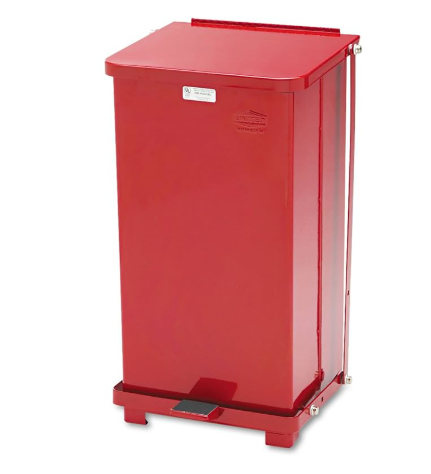 Defenders Medical Step Can, Round, Red, Steel, 11" Dia x 22"H