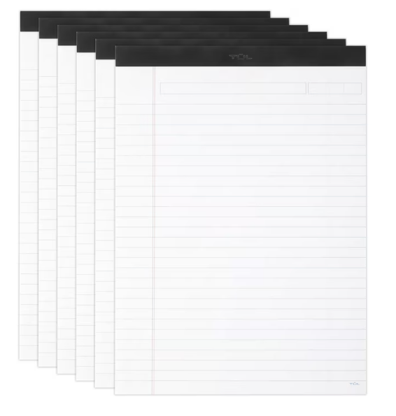 Pad Writing Pad Letter Size White/Black 50/SHT Pad 6/Pad/Pgk