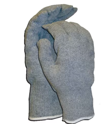 Terry Cloth Seamless Gloves, Loop-Out, 24 oz., KW, Gry. Size Large