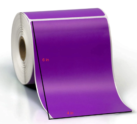 Label Thermal Transfer 4x6 3" core Purple 1000/RL 4/CS