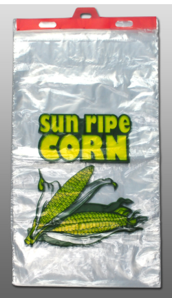 Bag Poly 13x22 1.2Mil Printed Corn on Plastic Header 500/CS
