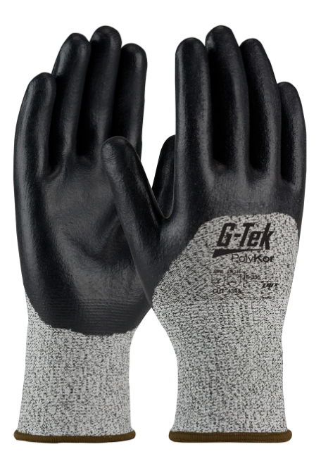 Glove G-Tek Seamless Knit PolyKor Blended with Nitrile Coated Foam Grip Black/Grey M 12/DZPR