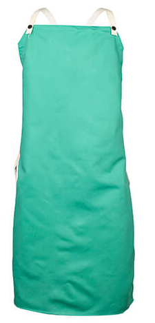 FR-7A Grn Sateen Apron, 24x35-ib w/ties overtsitched & bartacked