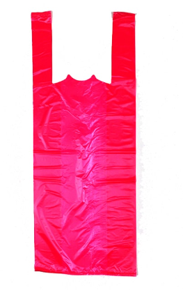 Bag Poly Gusset 9x5x23 0.6Mil Red Plastronic T-Shirt 1000/CS