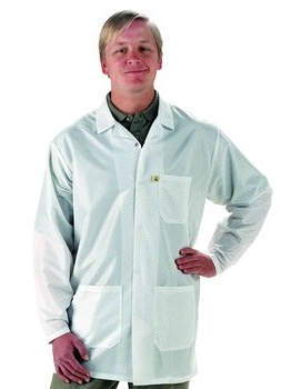 Lab Coat Mid Thigh Length White Econshield w/3 Pockets Small
