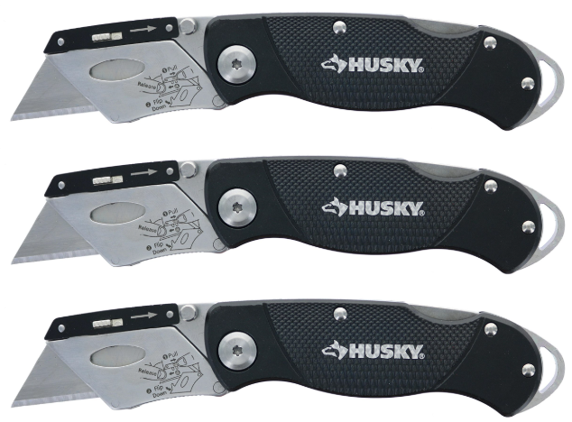 Knife Husky Sure Grip Lock-Back Utility W/10 Blades 3/PK