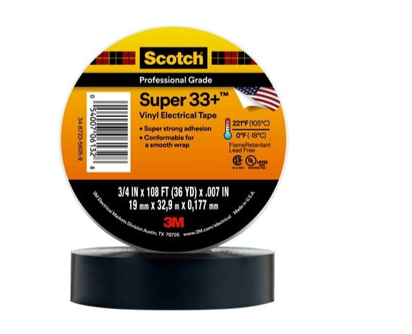 Tape Electrical .75x36YD 7Mil Black Super 33+