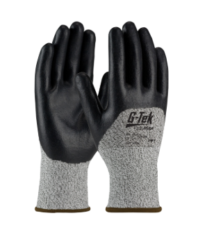 Glove G-Tek Seamless Knit PolyKor Blended with Nitrile Coated Foam Grip Black/Grey 12/DZPR