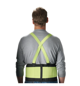 HI-VIS BACK SUPPORT BELT,  NYLON ELASTIC FABRIC W/ HI-VIS LIME YELLOW
