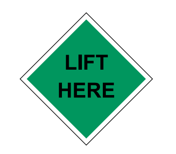Label 2x2 "Lift Here" Green Poly W/Liner 1000/RL