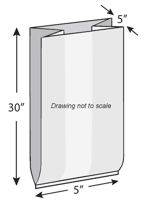 Bag Poly Gusset 5x5x30 1Mil 1000/CS