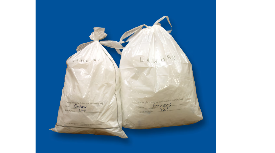 Bag Poly Gusset 18x4x19 0.9Mil Hotel Laundry w/Draw Tape Closure 1000/CS