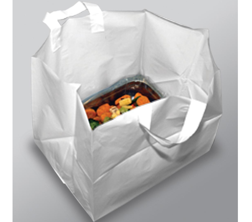 Bag Poly Gusset 14x12x12 3Mil  White w/Loop Handle 200/CS