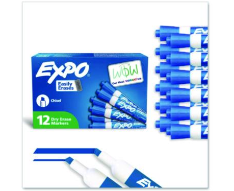 Dry Erase Marker Broad Chisel Blue Tip 12/CS