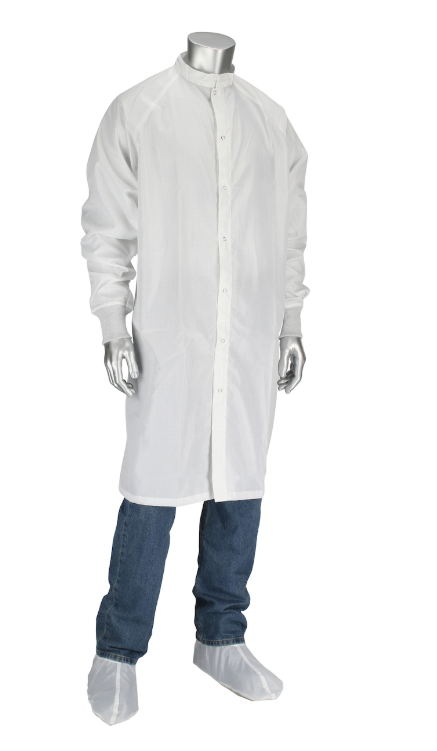 Frock 99% Polyester 1% Carbon 6 Snaps White Reusable ESD Knit Cuffs M 1/EA