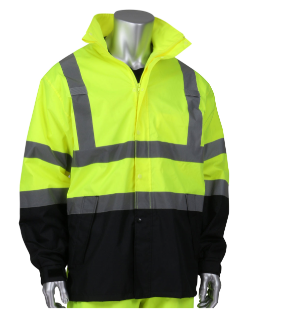ANSI Type R Class 3 Value All Purpose Waterproof Jacket with Black Bottom Dual Sizing 2XL-3XL
