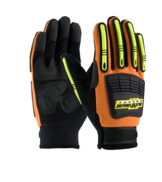 Glove Synthetic Leather Palm w/ Fabric Back Black/Hi-Vis Orange