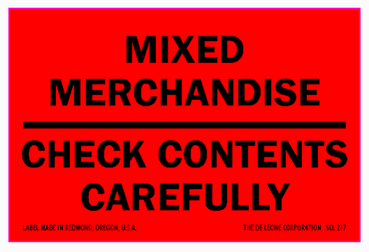Label 3x5 "Mixed Merchandise" Fluorescent Red 500/RL