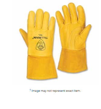 MIG Welding Gloves, 42, Top Gr Pigskin Palm/BOH/Split Cowhide Cuff, Medium, Tan,  6 PR/PKG