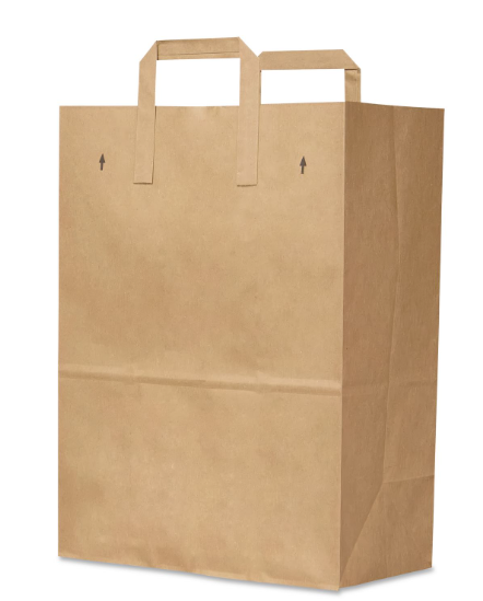 Bag Paper 11x7x16.25 70# Kraft, 1/6 Bbl Size, Flat Handle Bag,  300/BDL