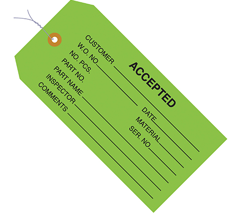 Tag 4 3/4 x 2 3/8 Green "Accepted" Shipping Tag #5 1000/CS