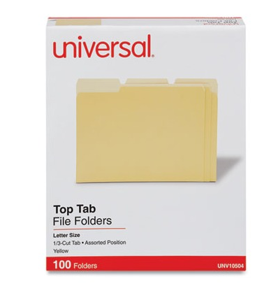 File Folders 1/3 Cut Asstd. One Ply Top Tab Light Yellow 100/BX