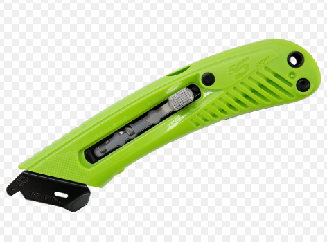 Pacific Handy Cutter E21105-1 S5 Safety Cutter, 6.12 In L, Manual-Retracting Blade, Carbon Steel, Plastic Handle, Green