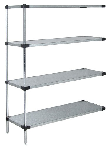 Quantum solid shelving 4-shelf add-on units - galvanized steel 18" x 42" x 63"