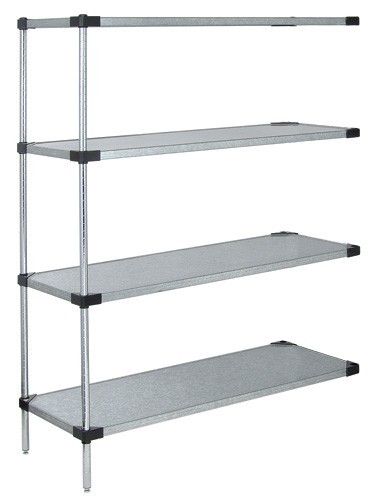 Quantum solid shelving 4-shelf add-on units - galvanized steel 21" x 60" x 54"