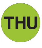 Label 1" "Thursday" Flourescent Green 500/RL 