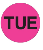 Label 1" "Tuesday" Flourescent Pink 500/RL 