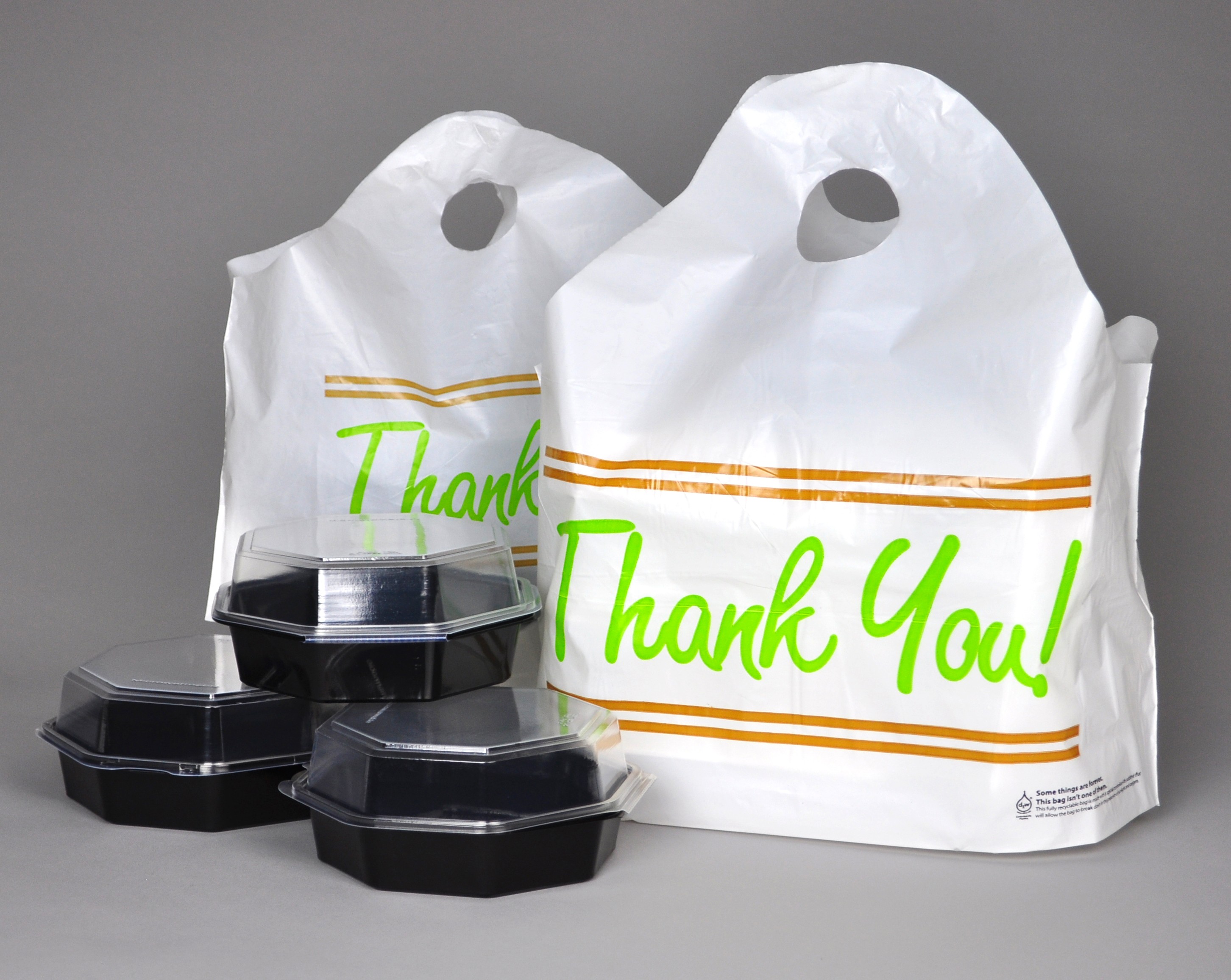 Bag Poly Gusset 21x10x18 1.5Mil Printed "Thank You"  w/Handle 500/CS