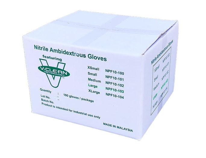 V-Clean 10" Nitrile Cleanroom Gloves (1,000 gloves per case)