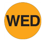 Label 1" "Wednesday" Flourescent Orange 500/RL