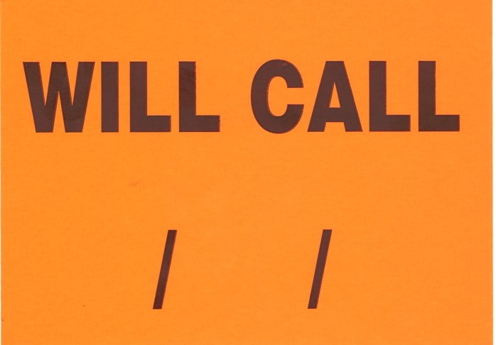 Label 5x7 "Will Call" Fluorescent Red 250/RL