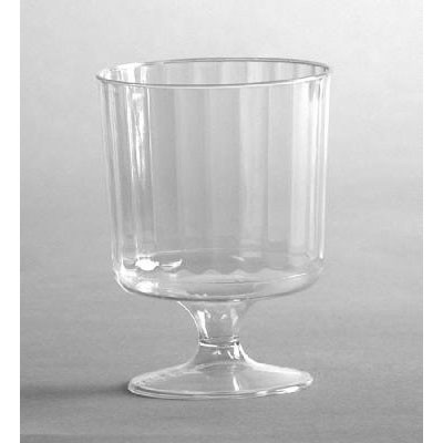 Classic Crystal Plastic Wine Glasses on Pedestals, 5 oz., Clear, Fluted, 10/Pack