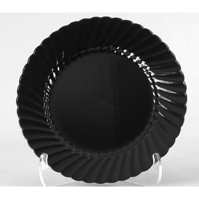 Classicware Plastic Plates, 7 1/2 Inches, Black, Round, 10/Pack