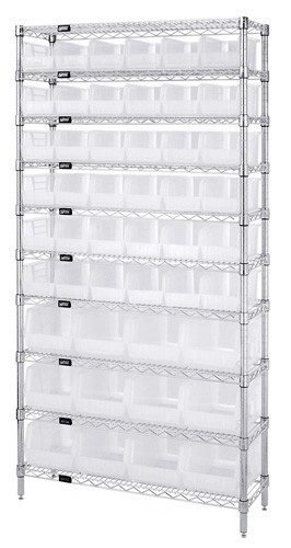 Clear-View Hang-and-Stack Bins - Complete Wire Package 14" x 36" x 74"