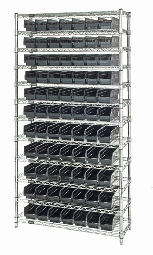 Shelf Bin Wire Shelving System 12" x 36" x 74" Black