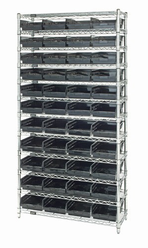 Shelf Bin Wire Shelving System 12" x 36" x 74" Black