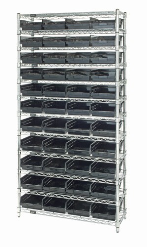 Shelf Bin Wire Shelving System 24" x 36" x 74" Black