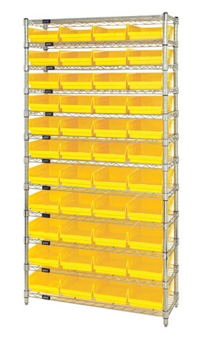 Shelf Bin Wire Shelving System 24" x 36" x 74" Yellow