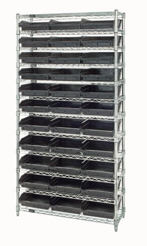 Shelf Bin Wire Shelving System 12" x 36" x 74" Black