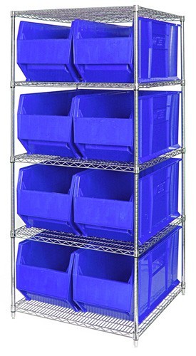 Quantum chrome wire units with hulk 36" containers 36" x 36" x 86" Blue