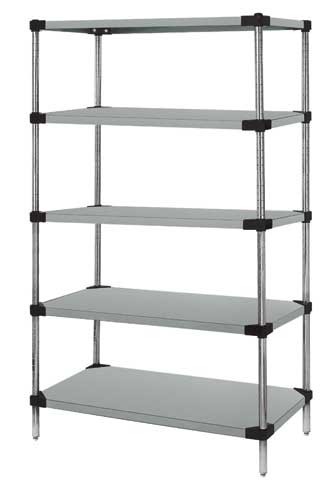 Quantum solid 5-shelf starter units - stainless steel 18" x 72" x 63"