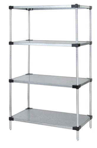Quantum solid shelving 4-shelf starter units - galvanized steel 18" x 48" x 54"