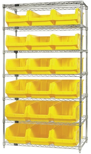 Magnum Bin Wire Units Complete Package 42" x 18" x 74" Yellow