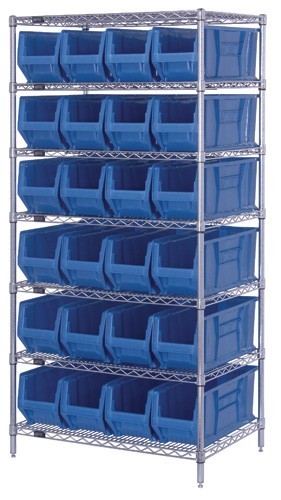 Hulk Shelving System - Complete Package 36" x 24" x 74" Blue