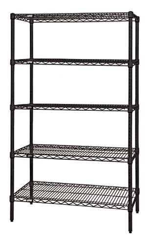 Quantum wire shelving 5-shelf starter units - black 36" x 60" x 54"